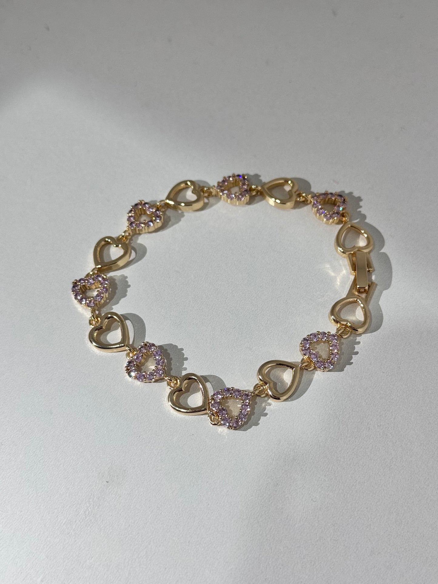 Pink Heart Link Bracelet