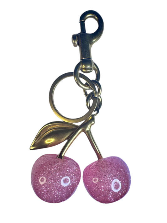 Pink/Gold Cherry Keychain