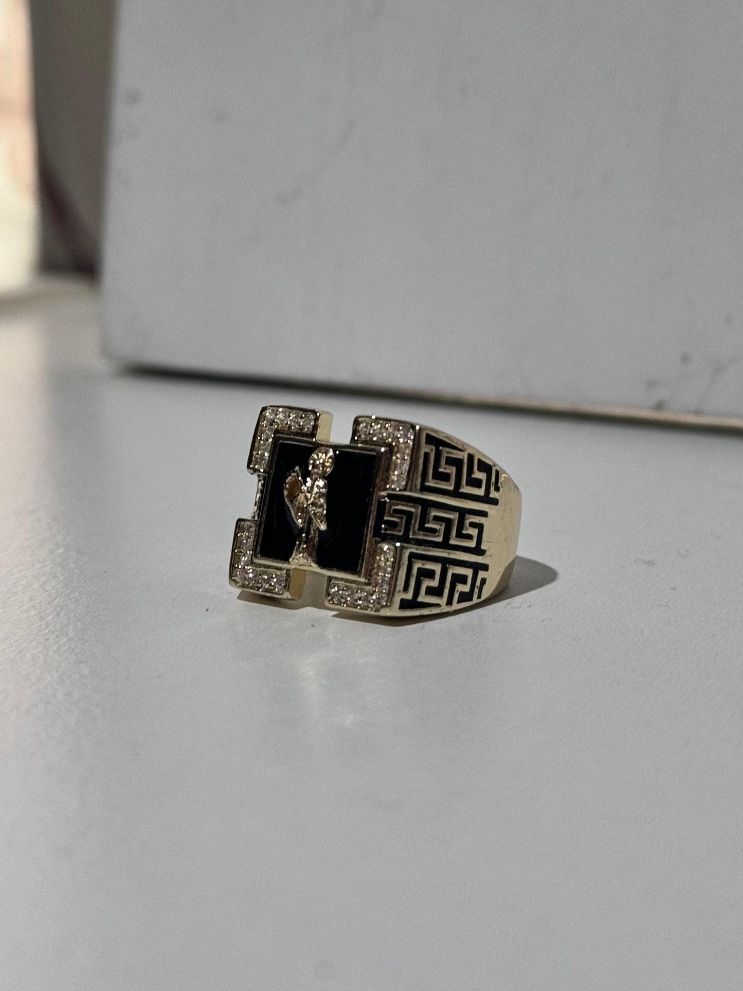 Santa Muerte Greek For him Ring