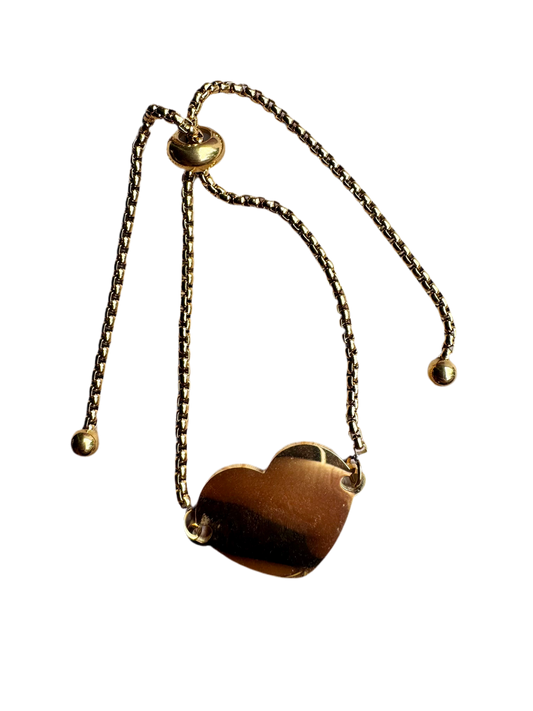 Heart Gold Adjustable Personalized Bracelet