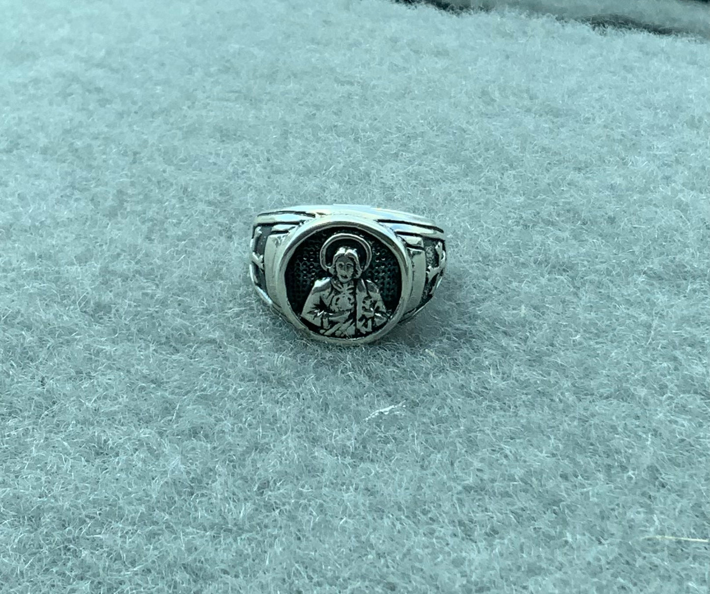 Black Rustic San Judas Ring (Size 12)