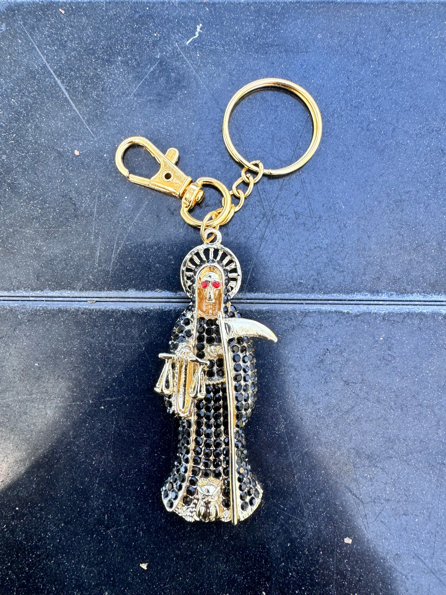 Santa Muerte Black Statue Keychain