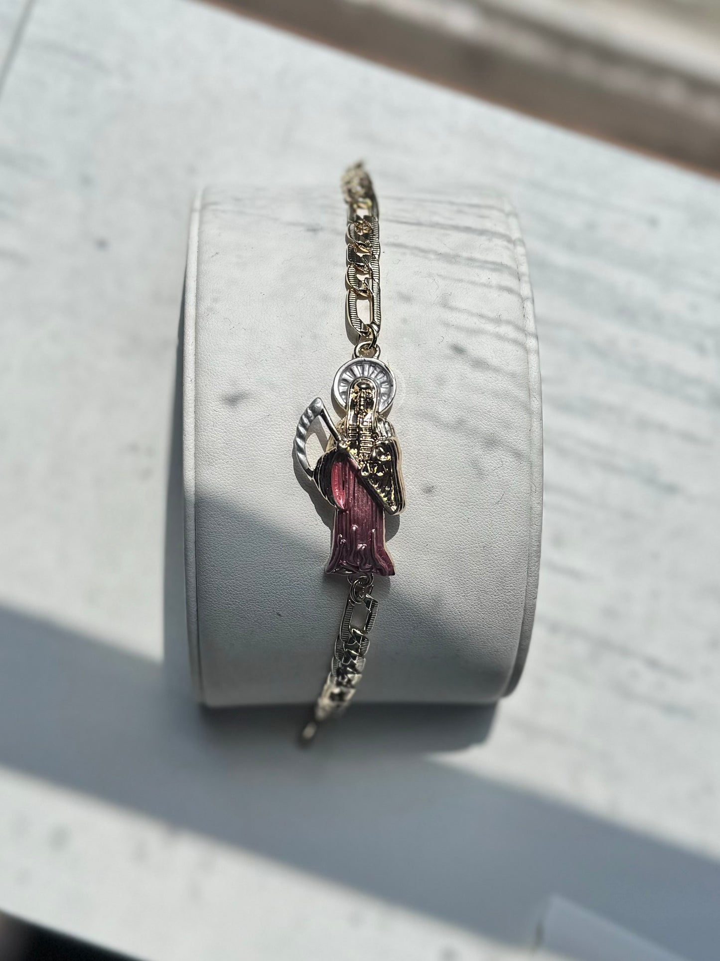 Santa Muerte Rose Gold Fígaro Esclava