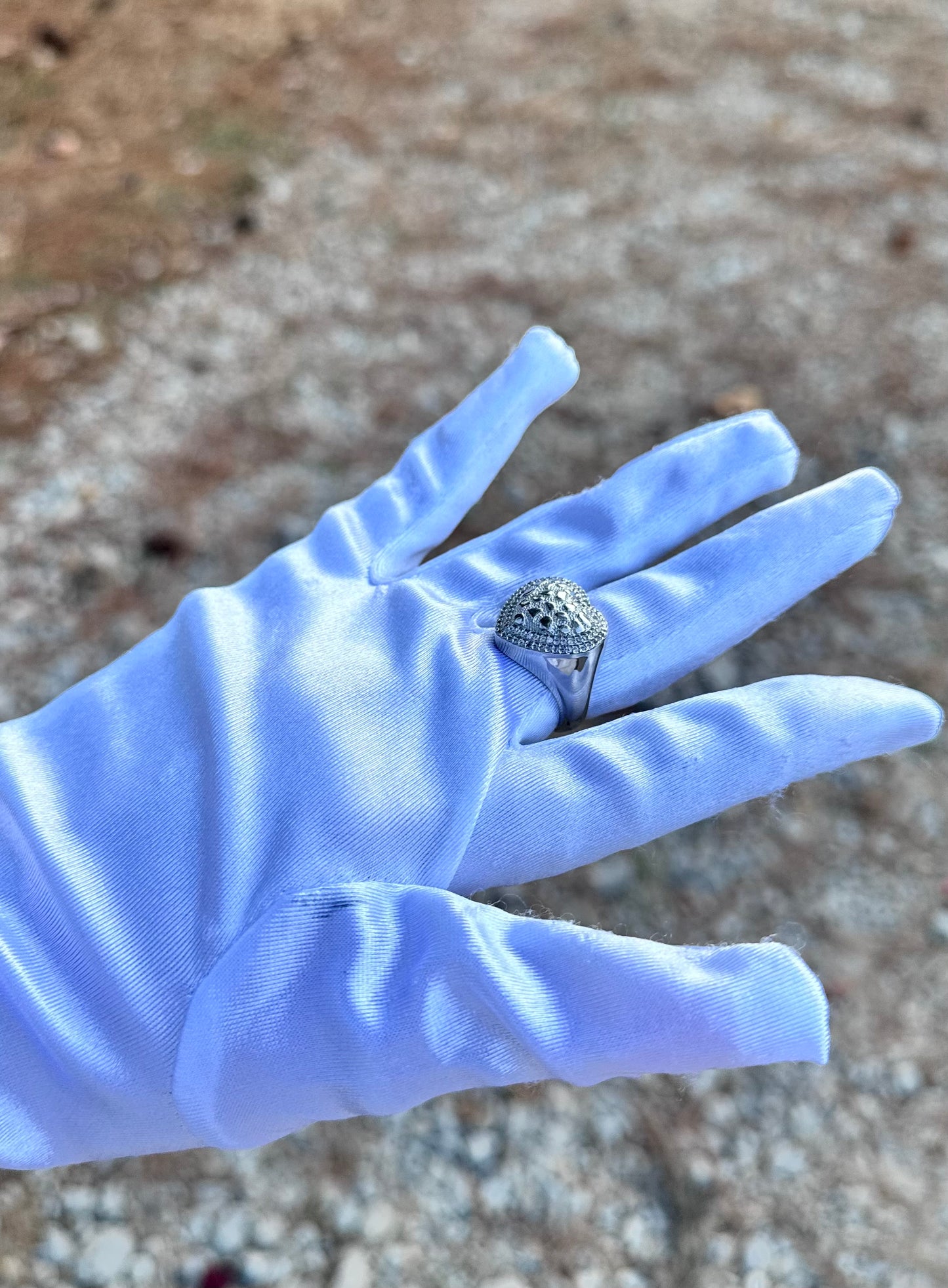 Chunky Nugget Heart Ring (Silver)