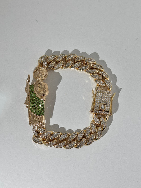 Green San Judas Iced out Esclava