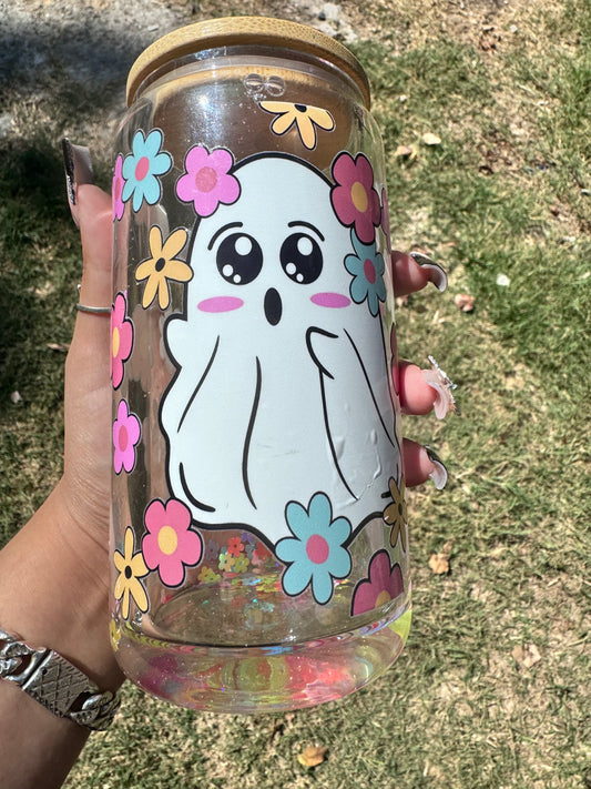 Cute Flower Ghost Snowglobe cup (messed up)