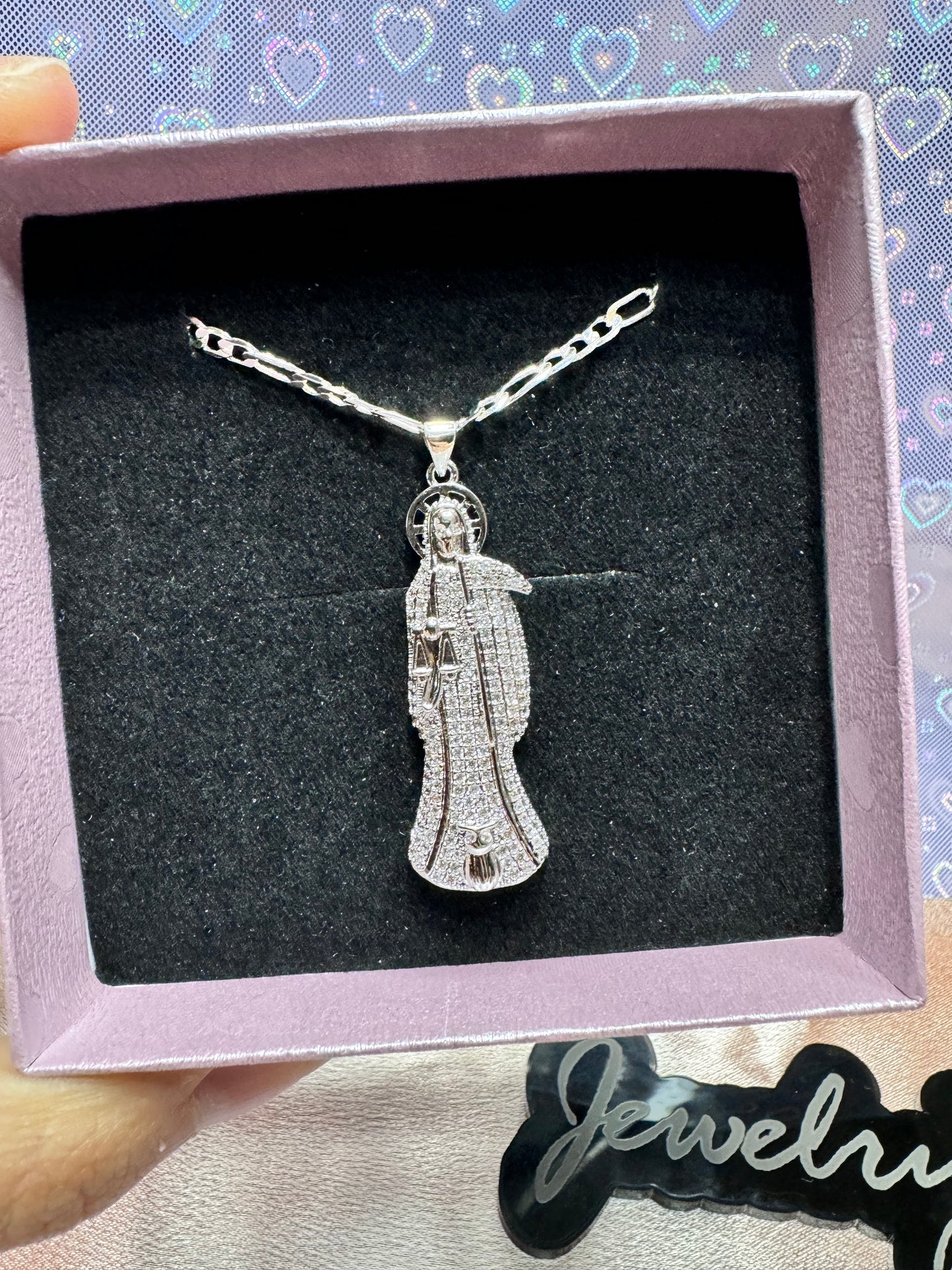 Silver Santa Muerte Necklace