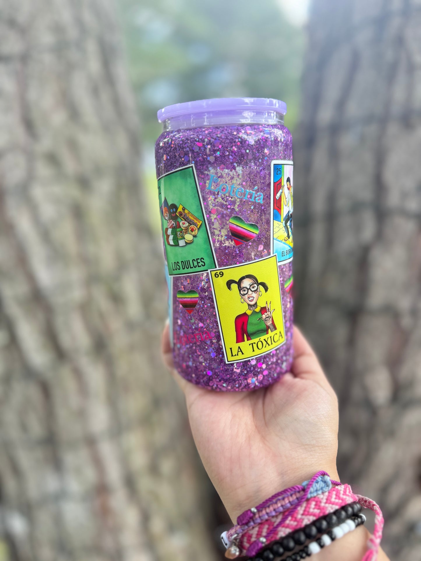 Lotería Snowglobe Glass cup 12 oz