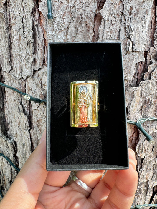 Santa Muerte Rose Gold Ring