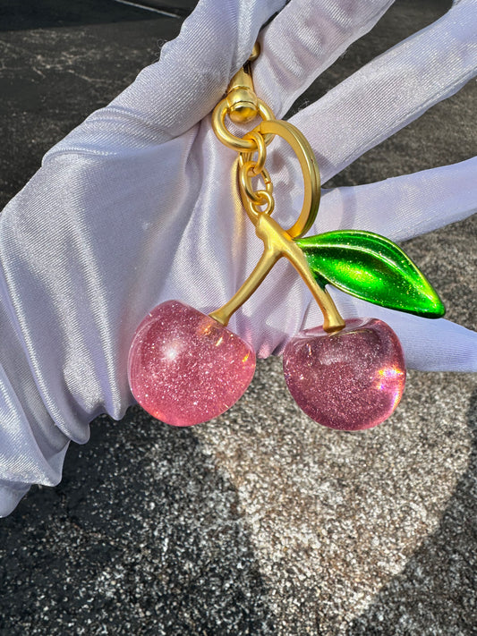 Pink Cherry Keychain