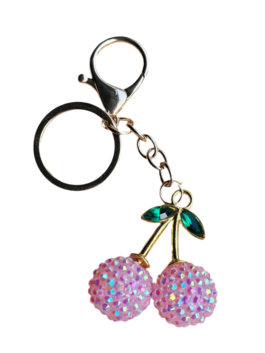 Pretty Pink Cherry Keychain