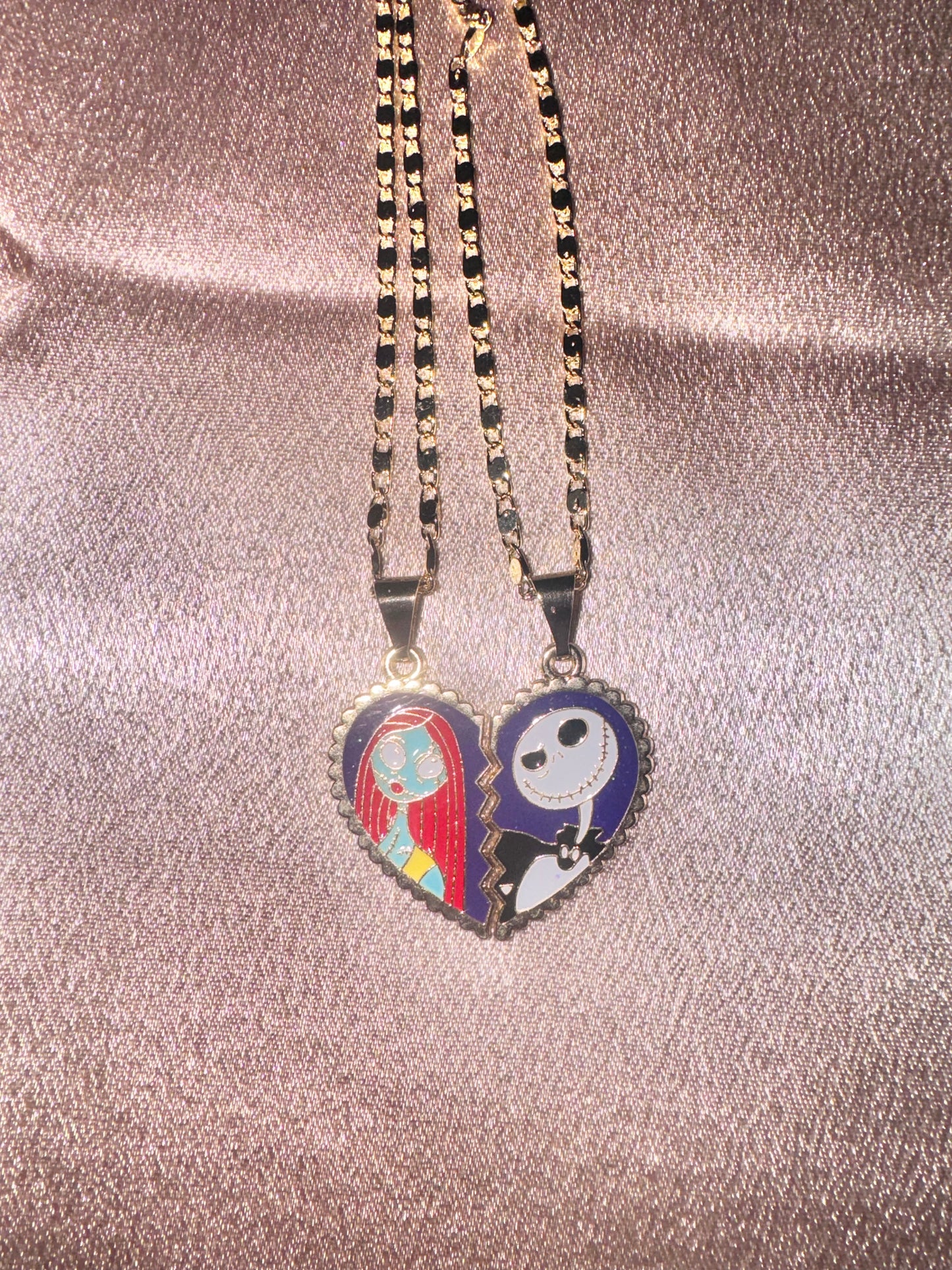 Jack and Sally Breakable Heart Necklace