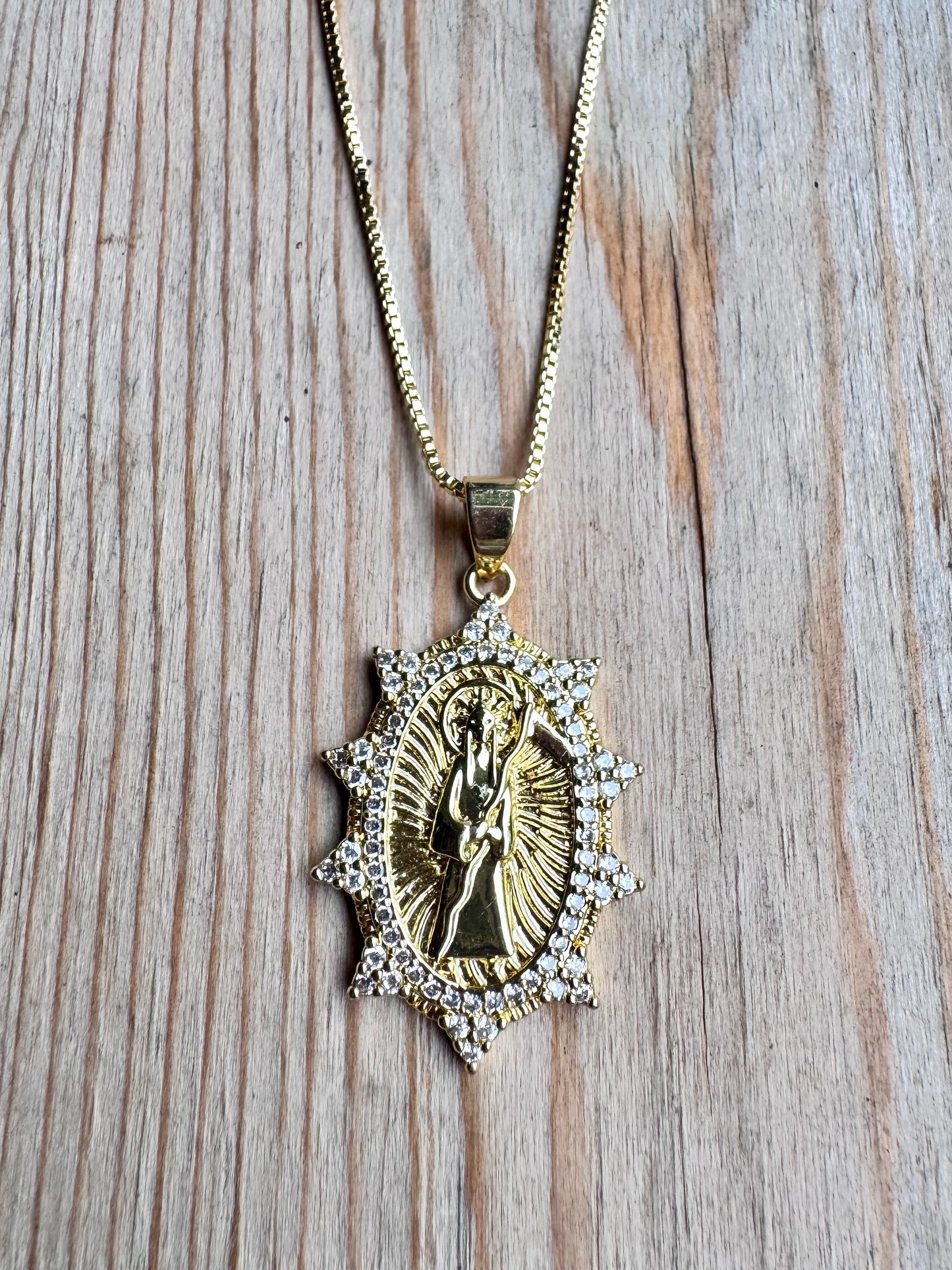 Santa Muerte Sol Medalla Necklace