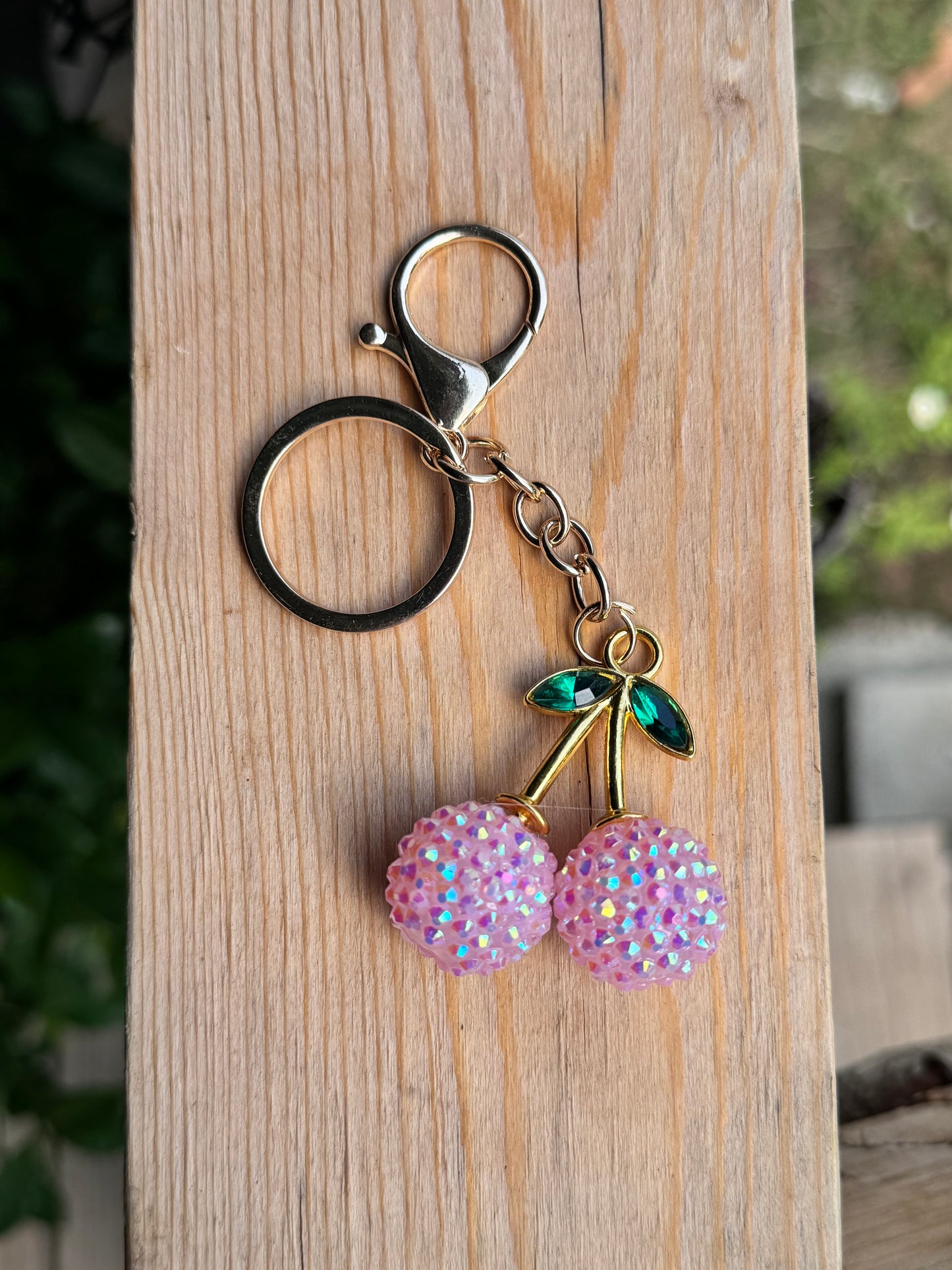 Pretty Pink Cherry Keychain