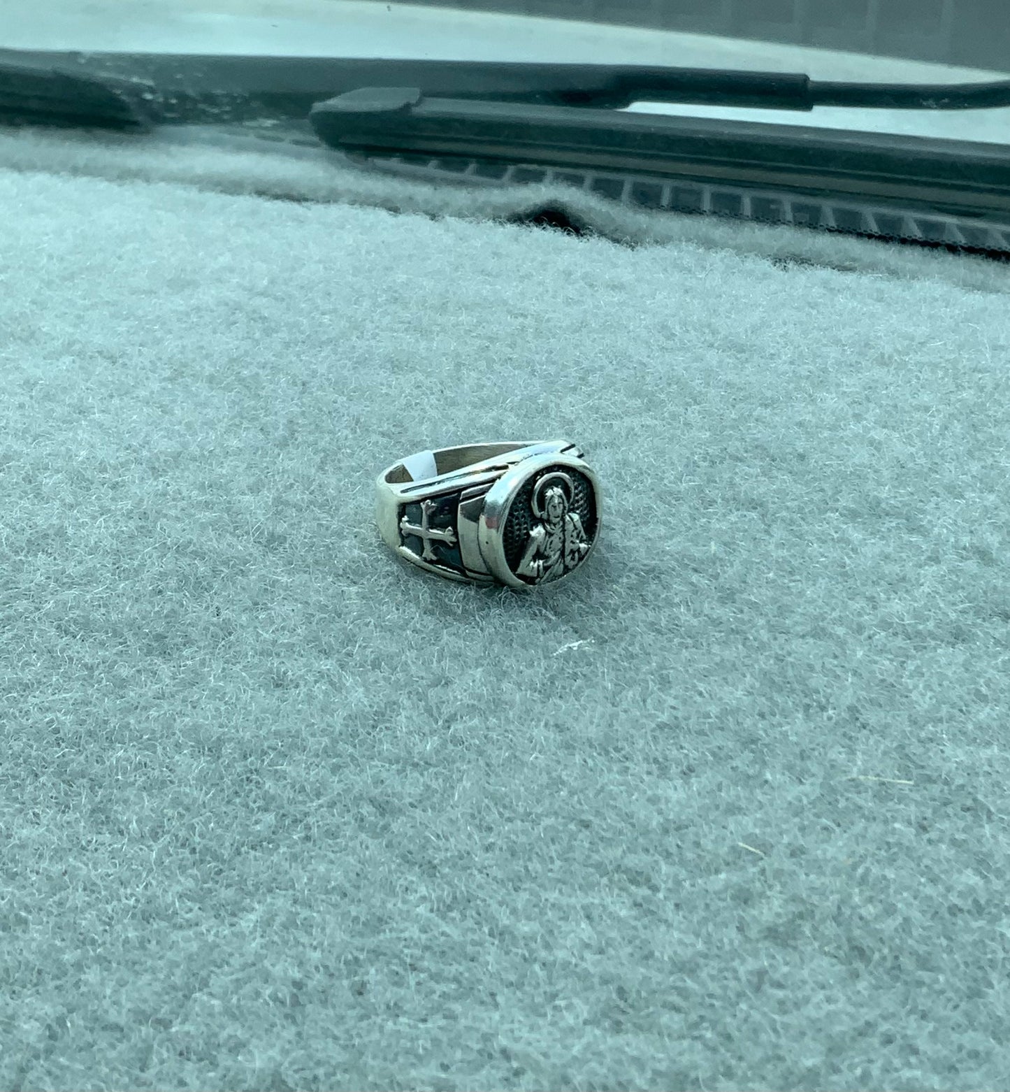 Black Rustic San Judas Ring (Size 12)