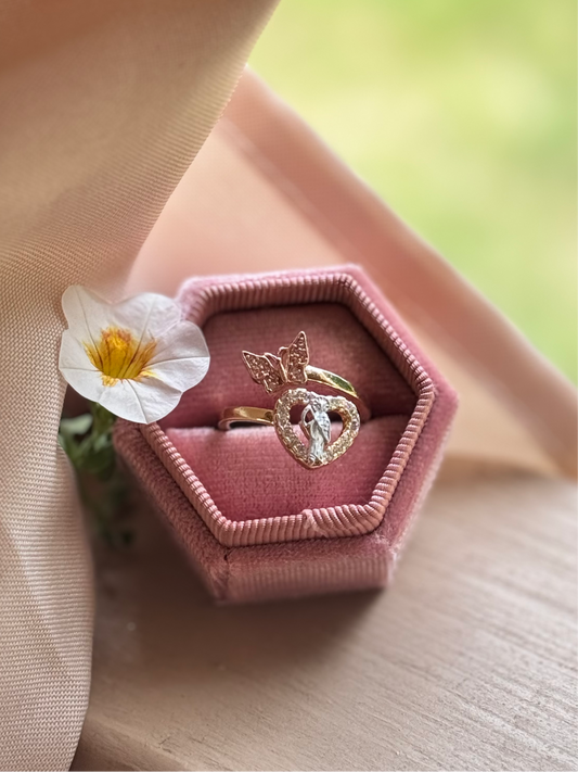 Santa Muerte Mariposa Adjustable Ring