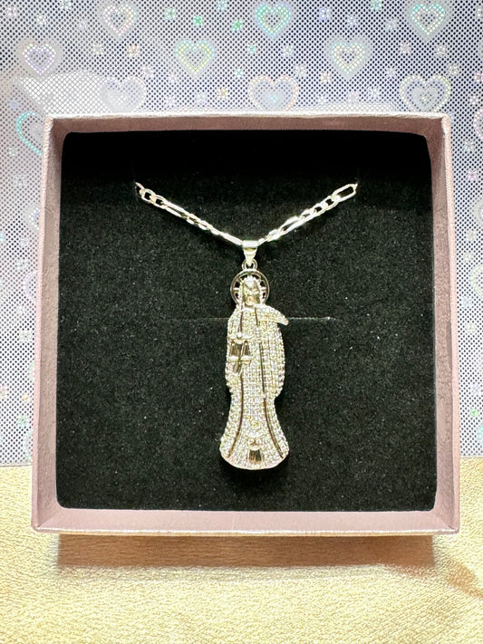 Silver Santa Muerte Necklace