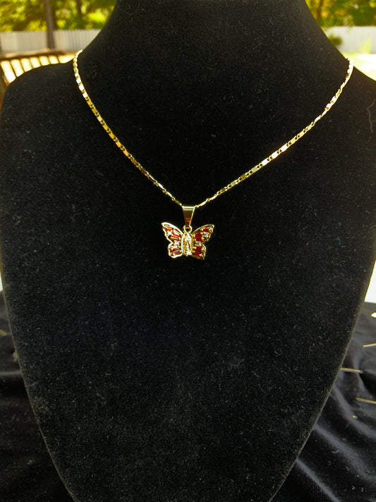Virgencita Red Mariposa Necklace