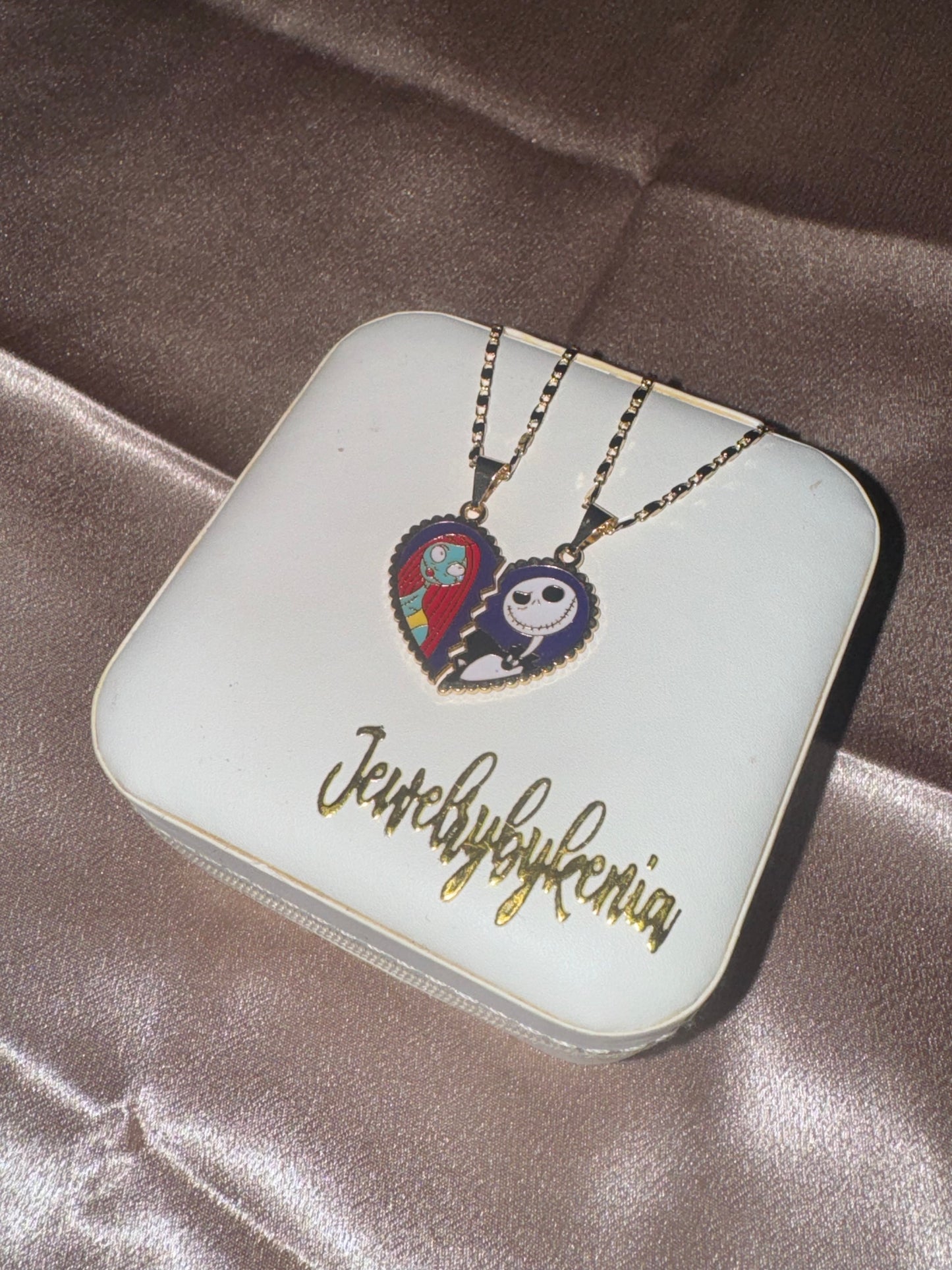 Jack and Sally Breakable Heart Necklace