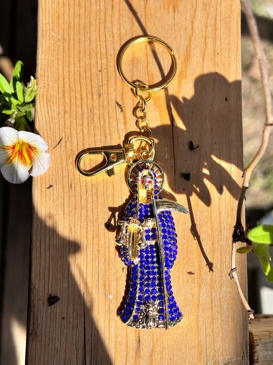 Santa Muerte Blue Keychain