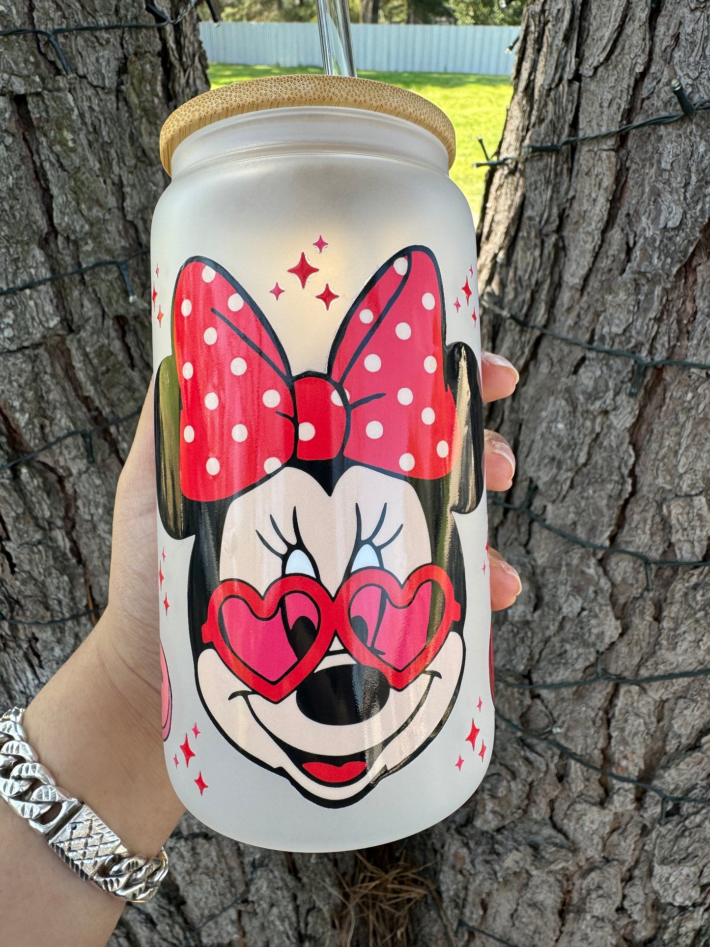 Minnie Mouse Frosted Glass Cup