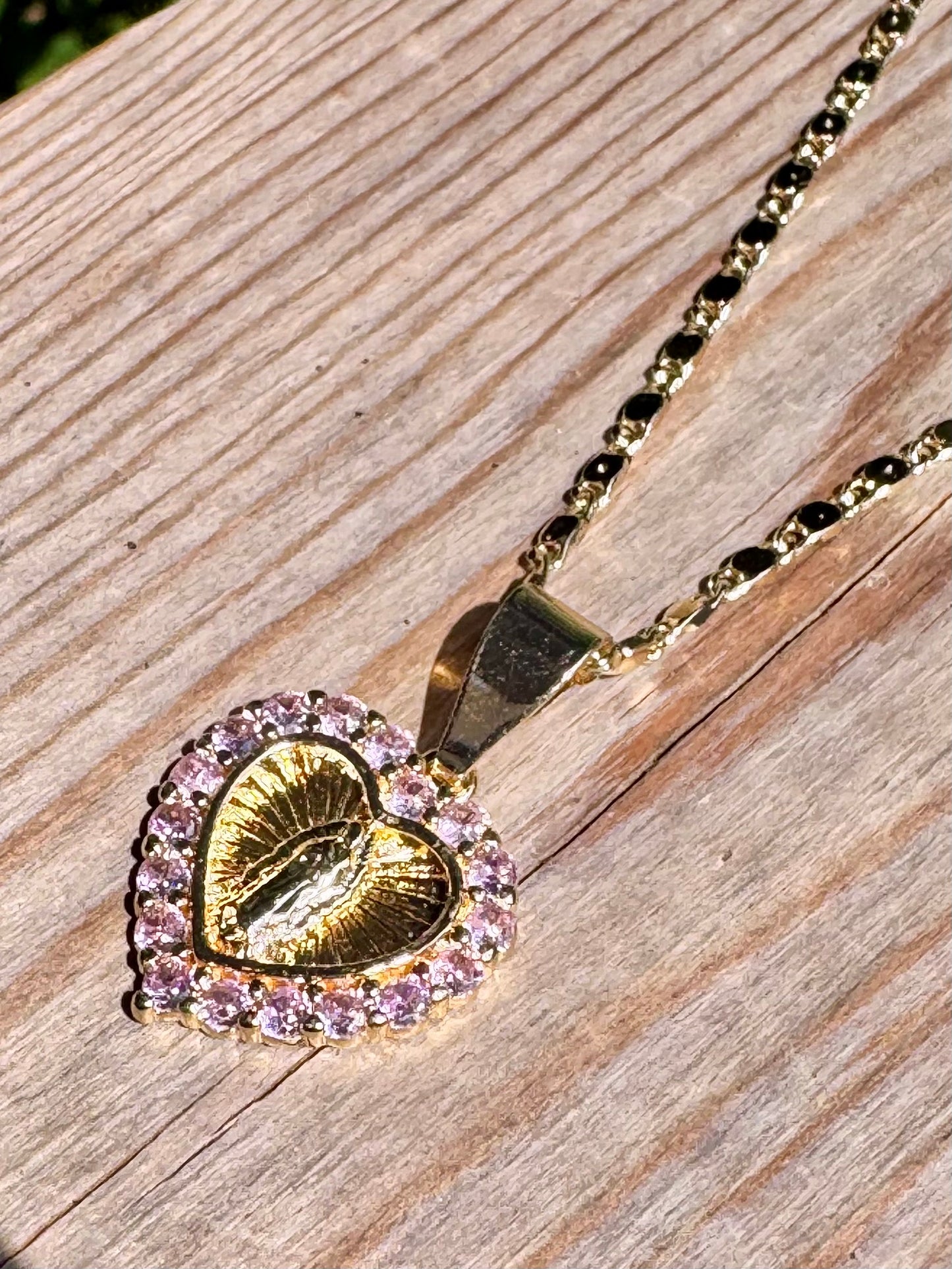 Virgencita Corazón Rosita Necklace