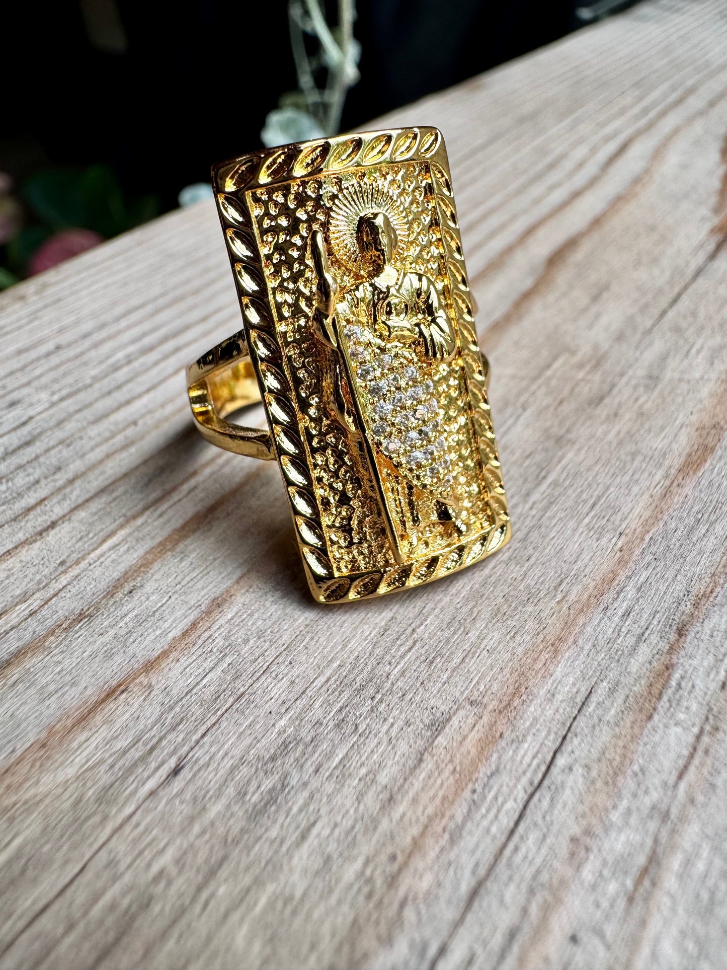 San Judas Gold Adjustable Ring
