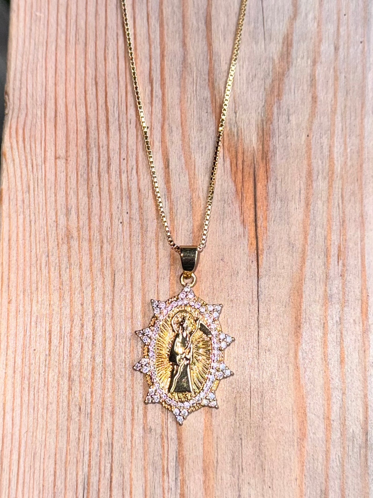 Santa Muerte Sol Medalla Necklace