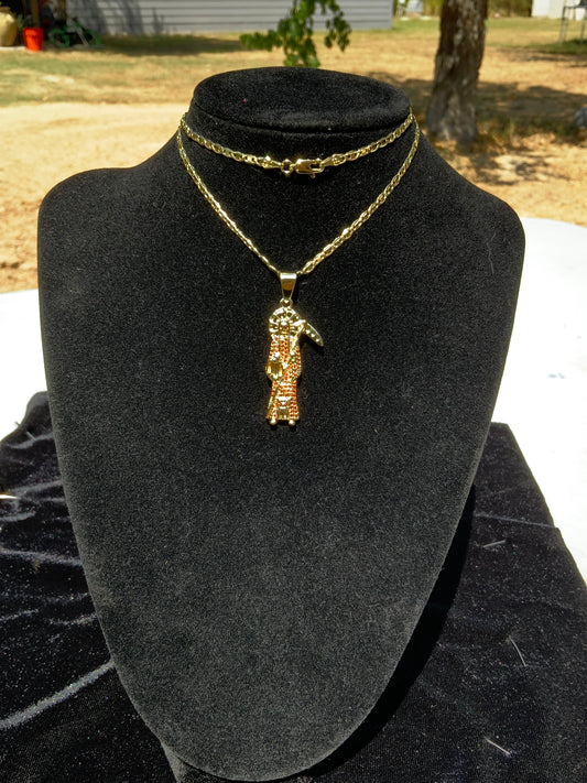 Small orange Santa Muerte Necklace
