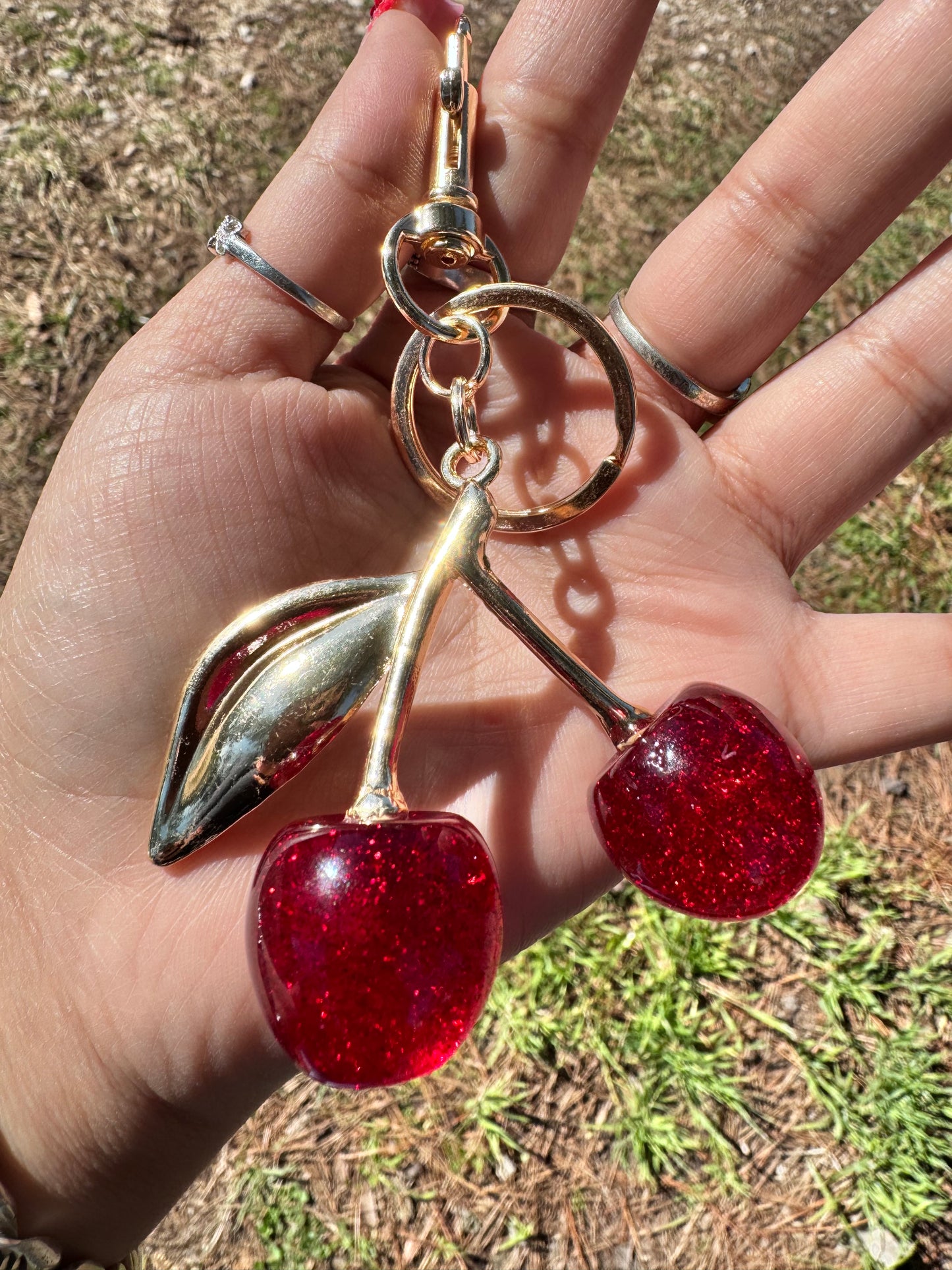 Red/Gold Cherry Keychain (M)