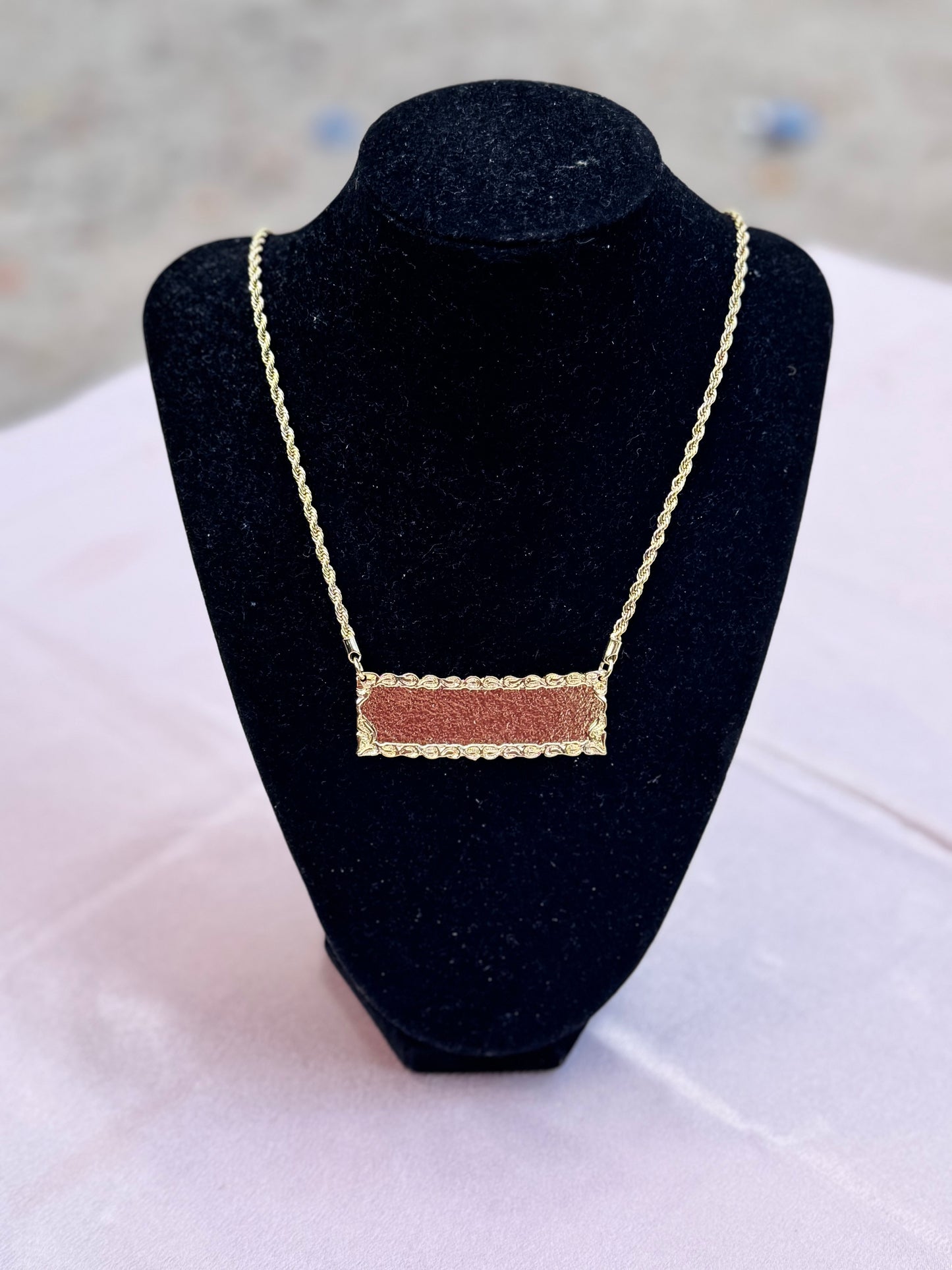 Engraved Name Plate Rope Necklace