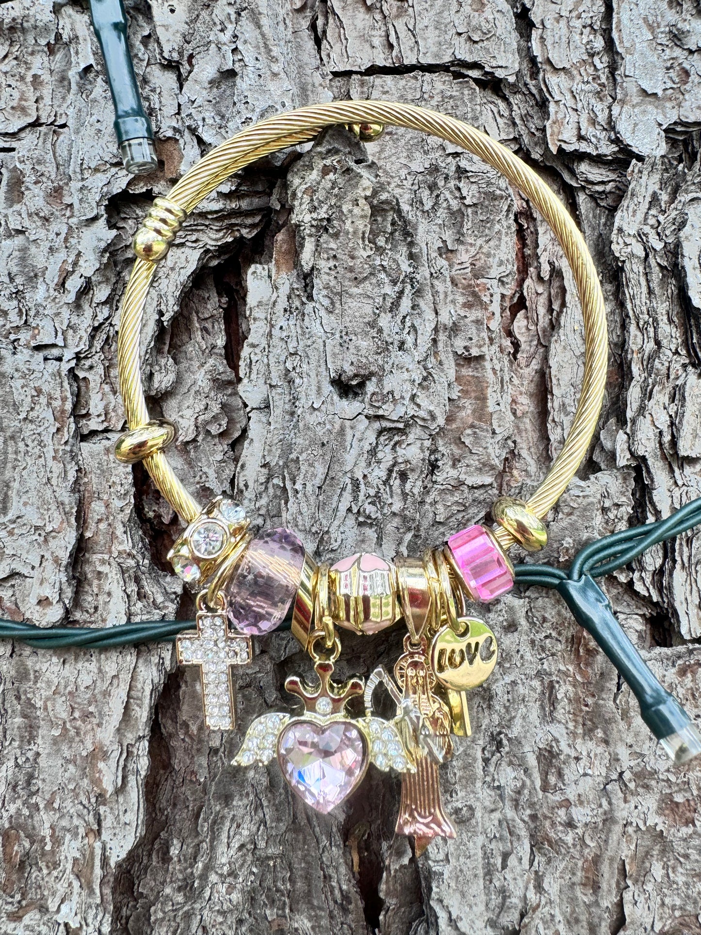 Santa Muerte Pink Corazón Pandora Bracelet