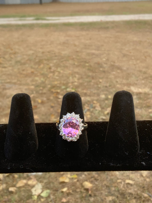 Pink Crystal Ring (Size 8.5)