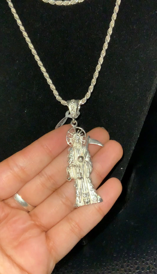 Silver Santa Muerte Pendant