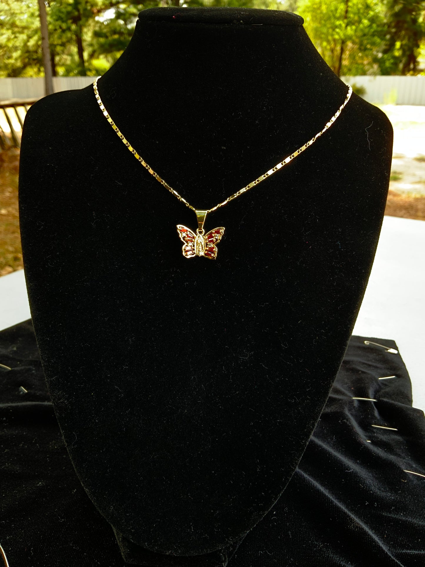 Virgencita Red Mariposa Necklace