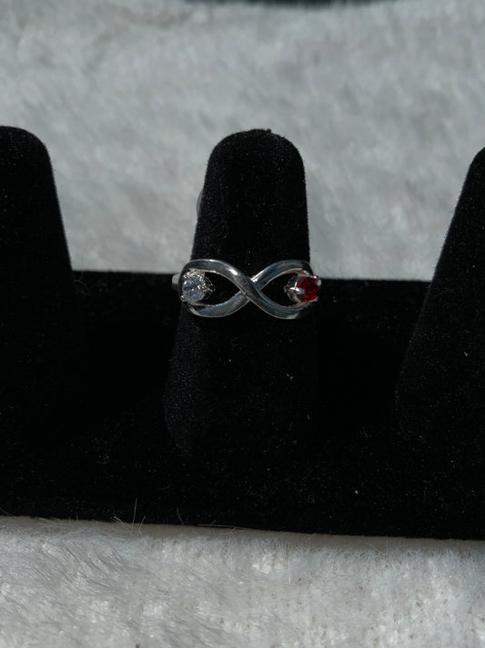 White & Red Infinite Ring (Size 5.5)