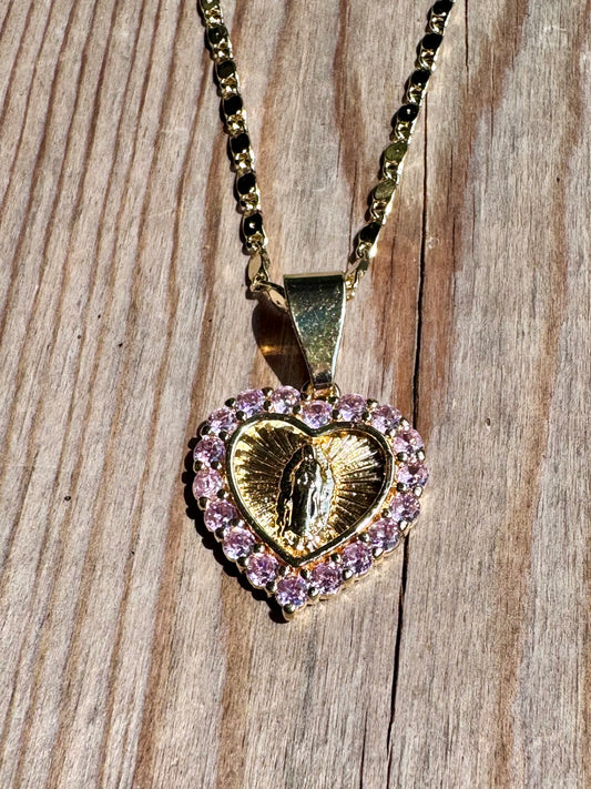 Virgencita Corazón Rosita Necklace