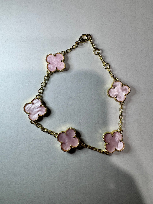 Pink/Gold Clover Bracelet