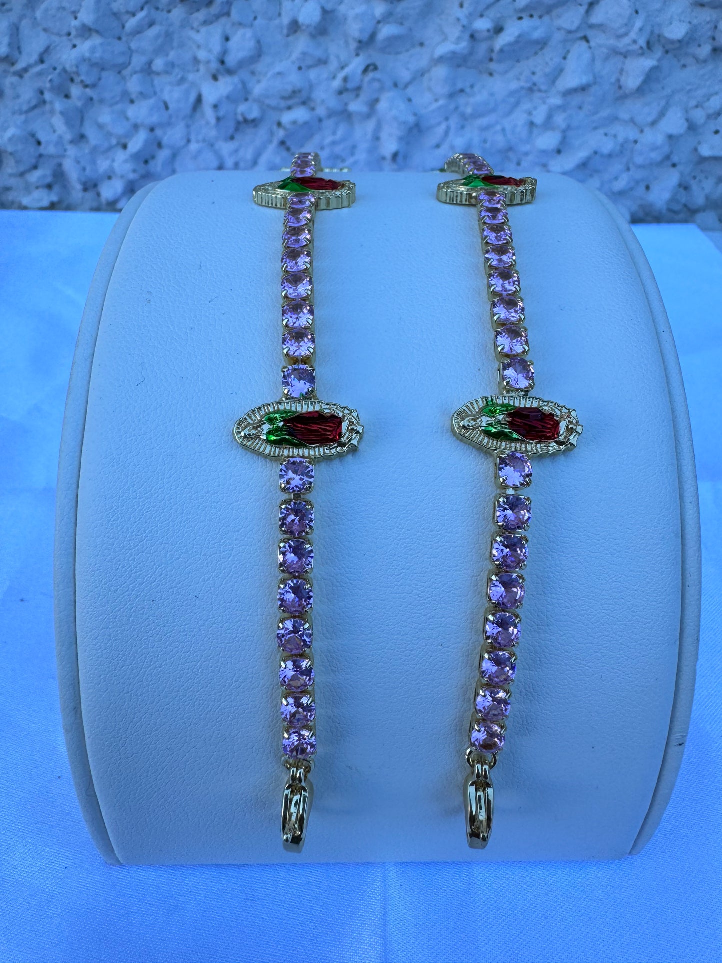 Pink Virgencita Tennis Bracelet