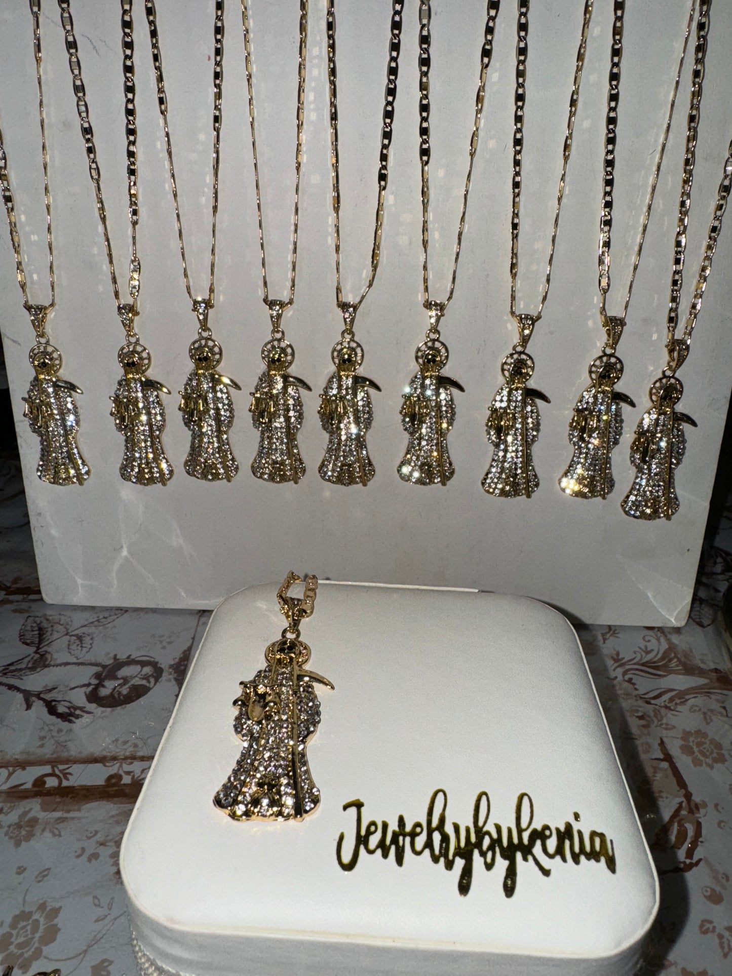 Gold Santa Muerte Necklace