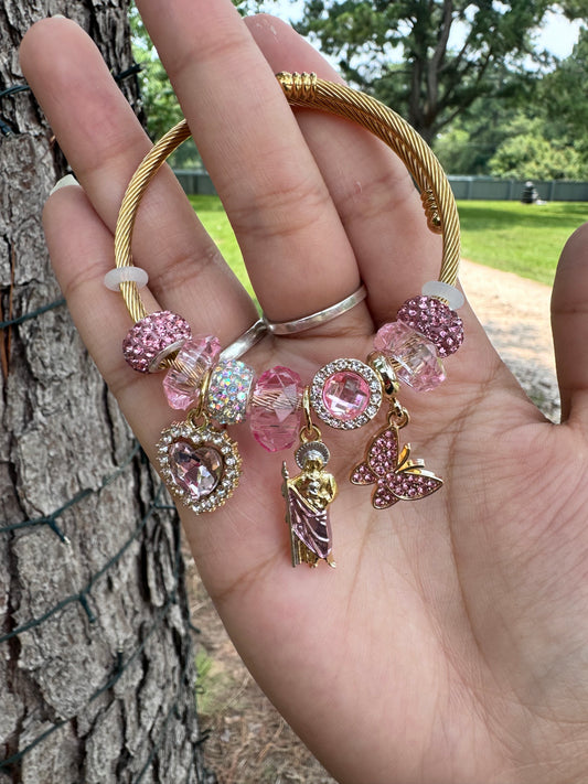 San Judas Corazón Rosa Pandora Bracelet