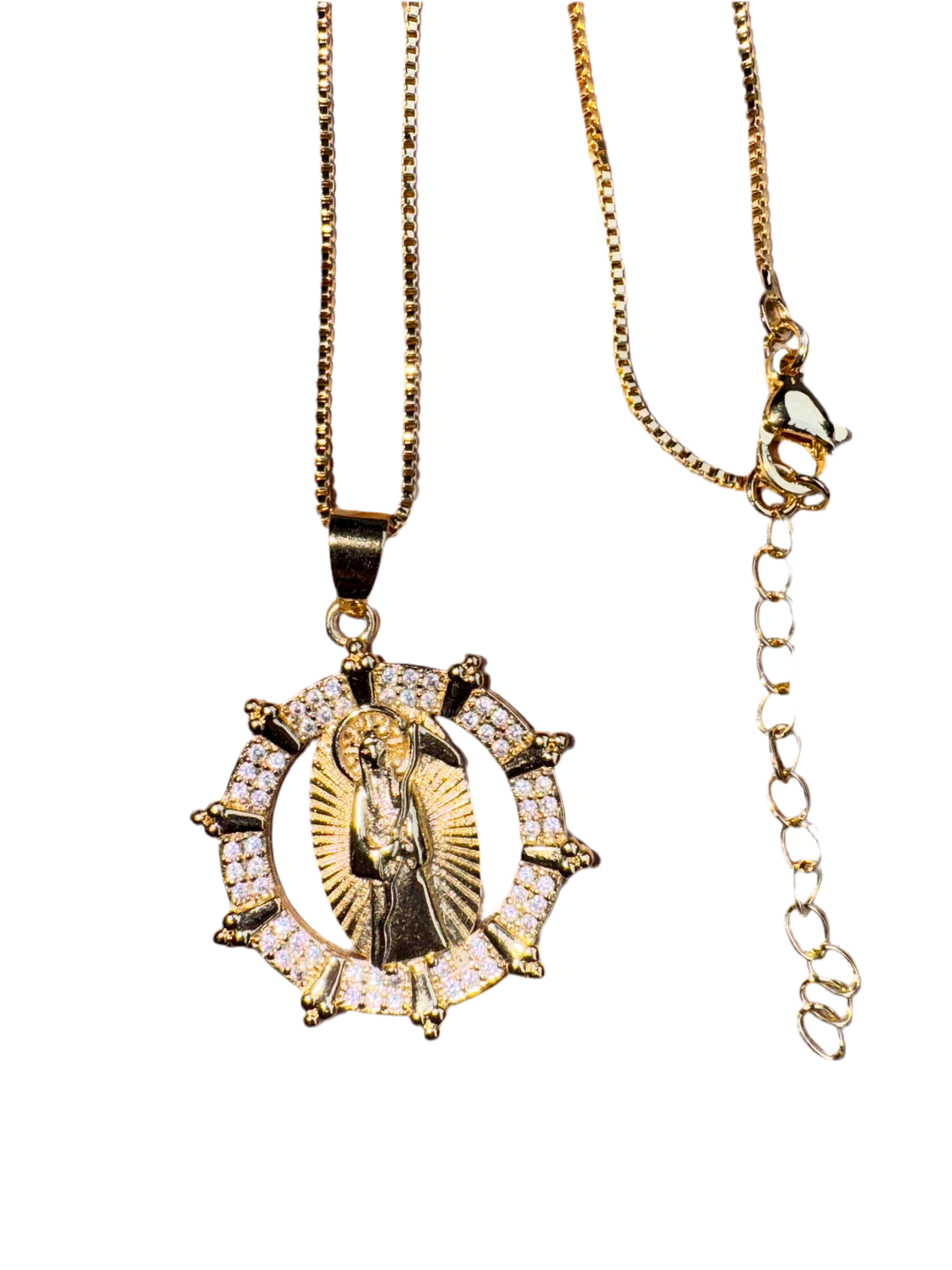 Santa Muerte Brillosa Medalla Necklace