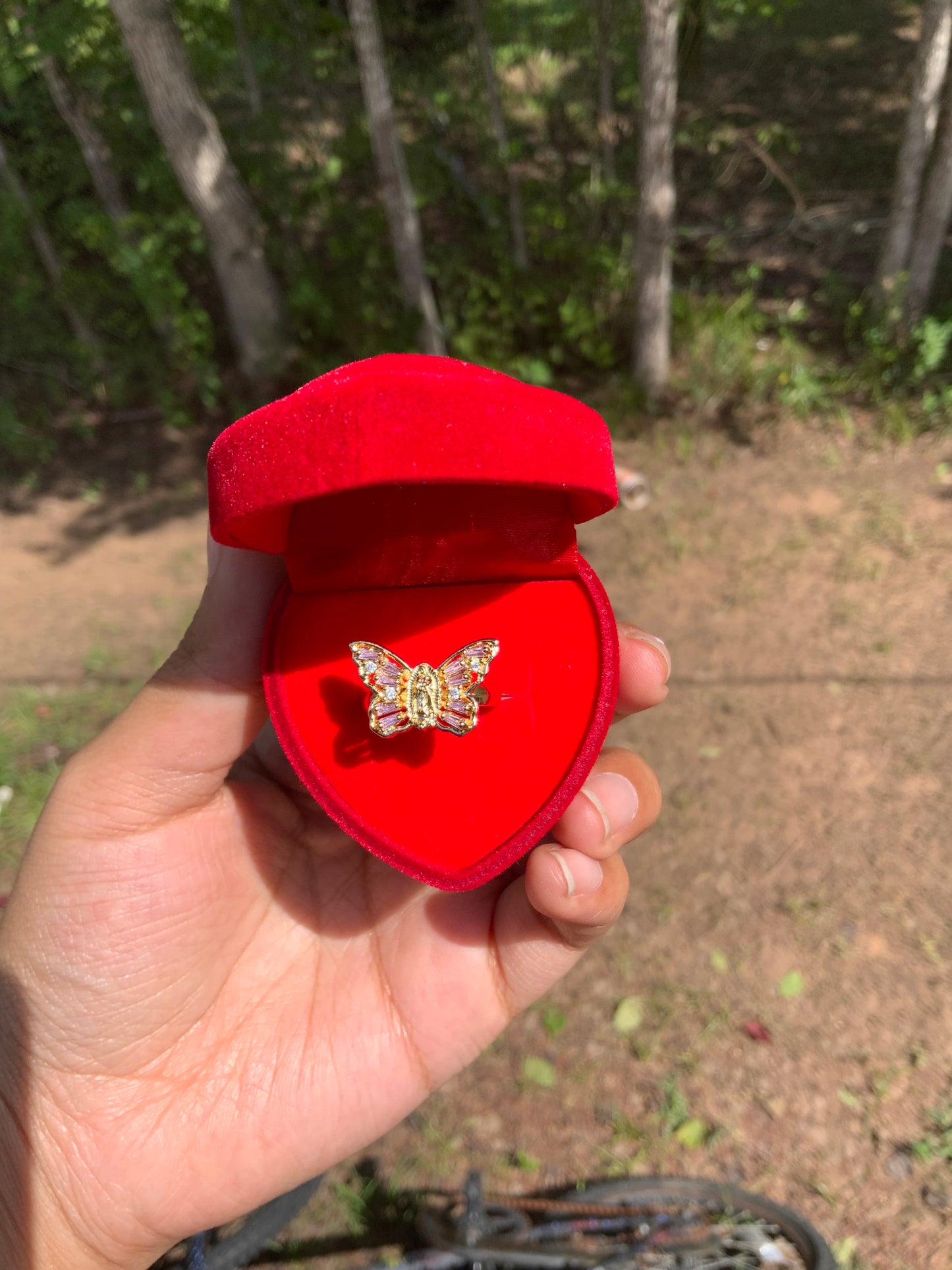 Pink Mariposa Virgencita Ring