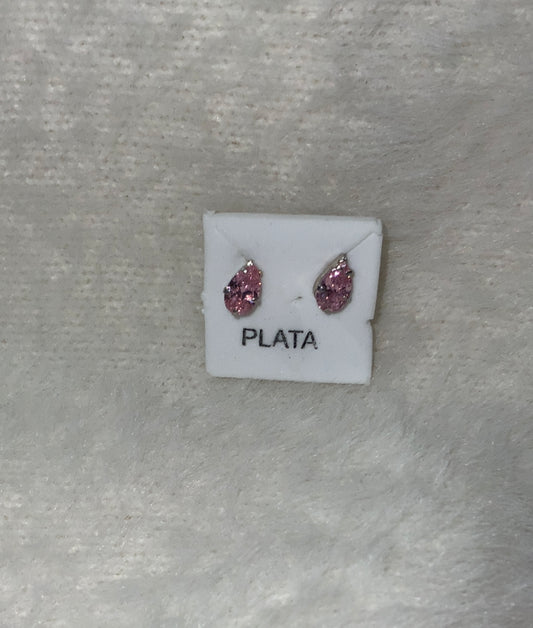 Pink Teardrop Studs