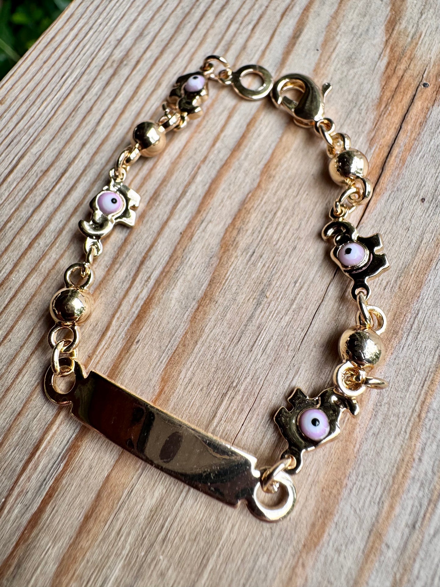 Pink Elephants Evil Eye Baby Bracelet Esclava