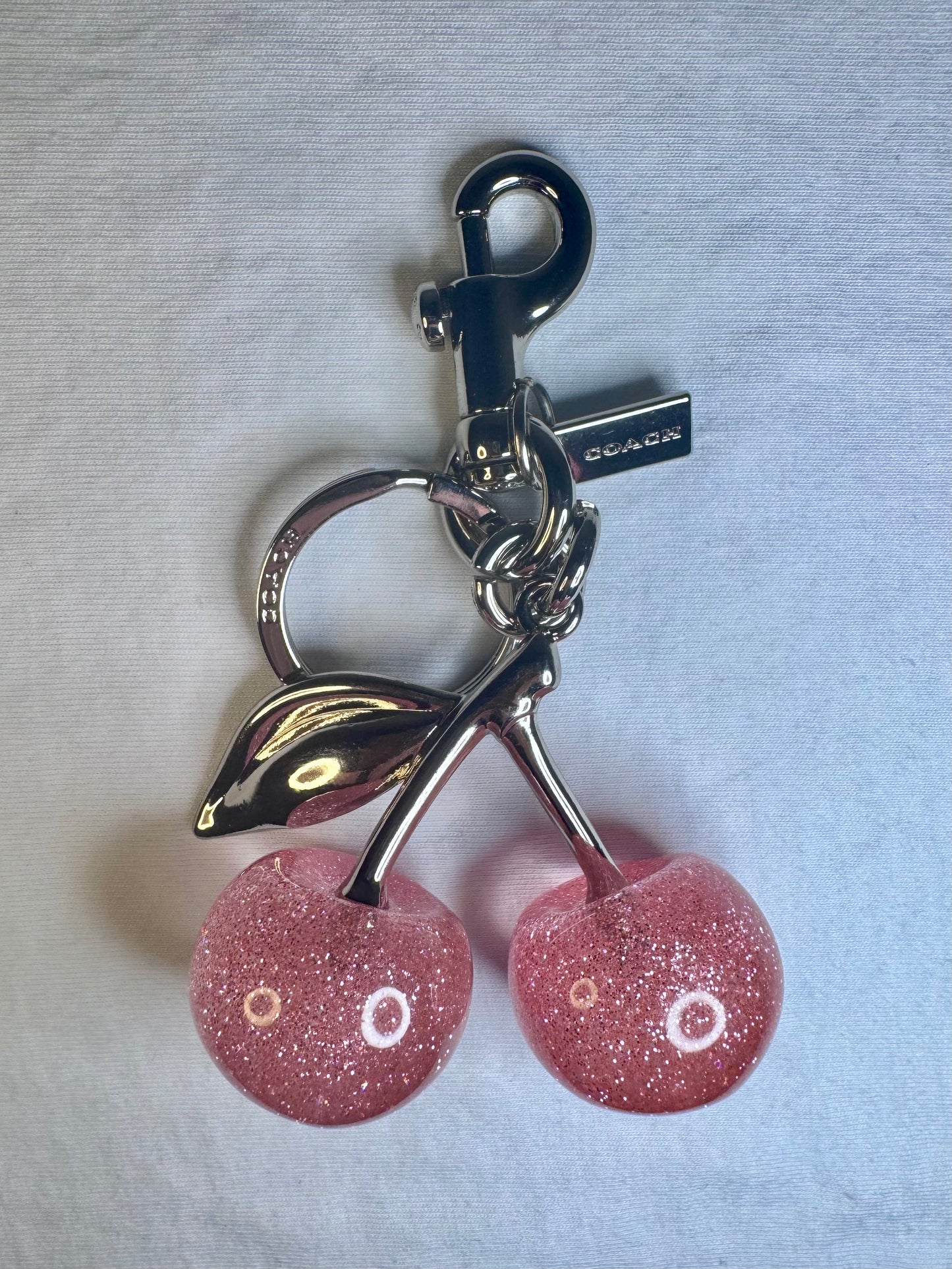 Luxury Pink/Silver Cherry Keychain