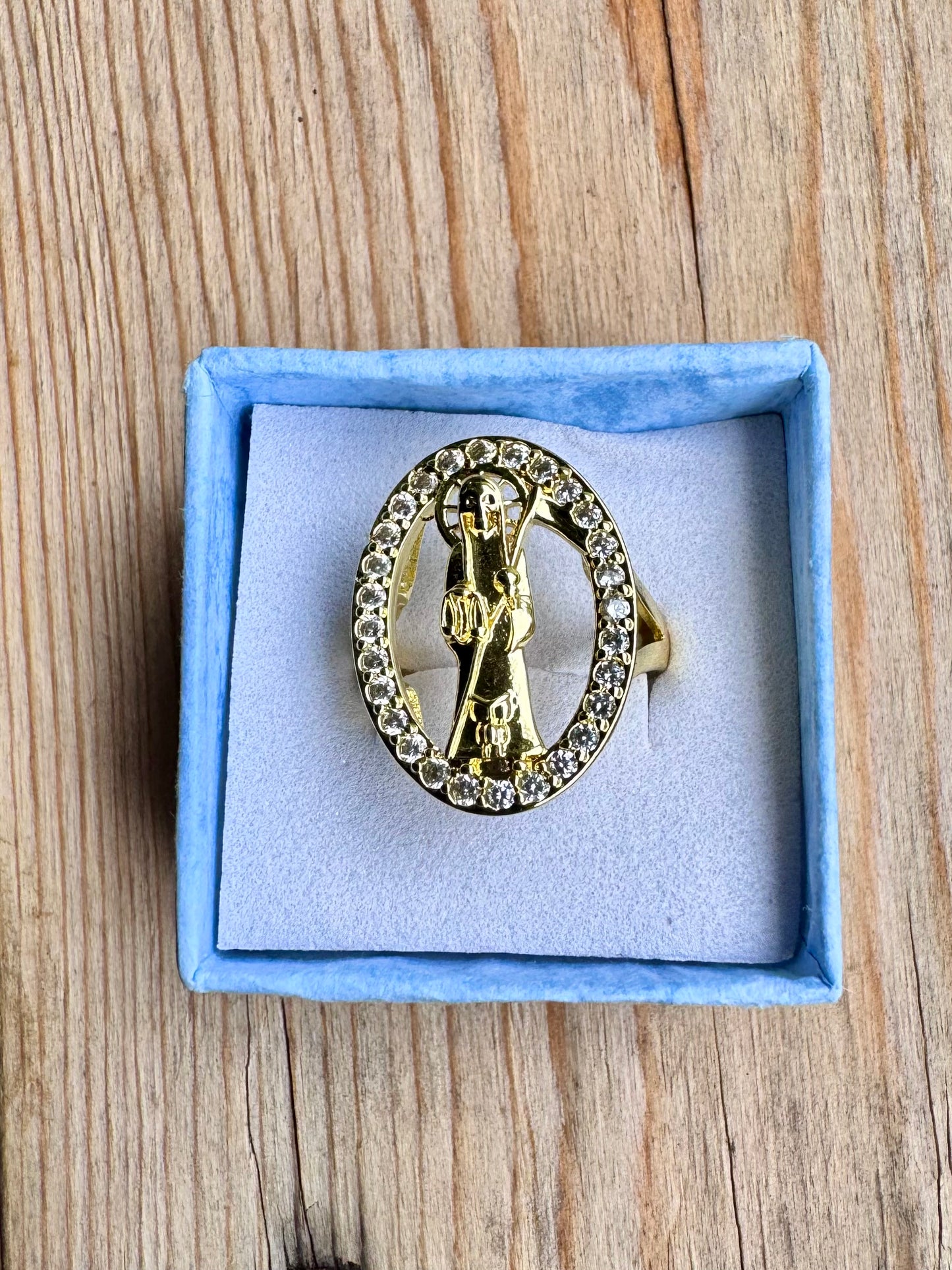 Santa Muerte Round Adjustable Ring