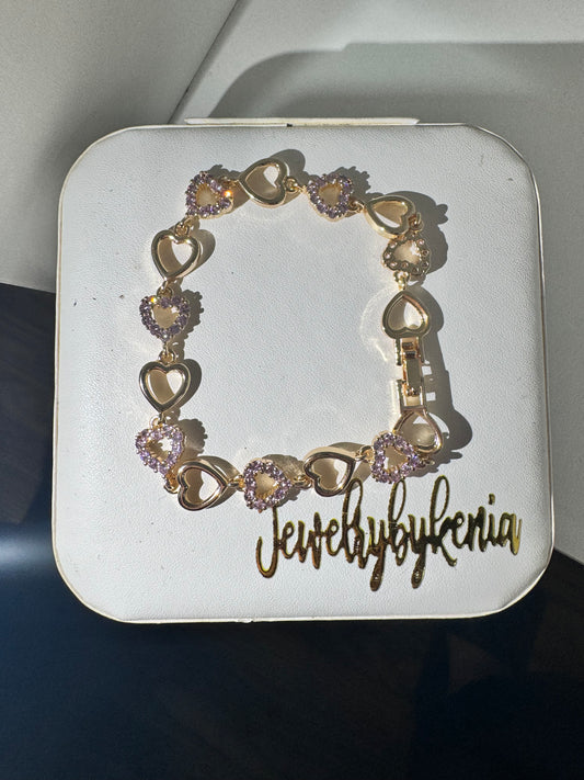 Pink Heart Link Bracelet