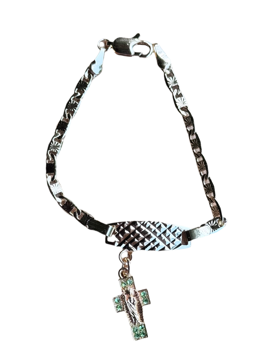 San Judas Green Cross Baby Bracelet Esclava
