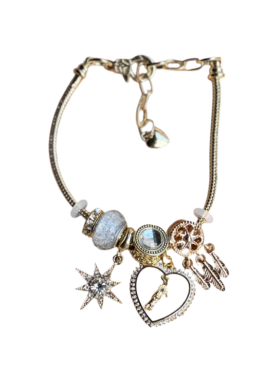 Santa Muerte Gold Sparkle Elegant Bracelet